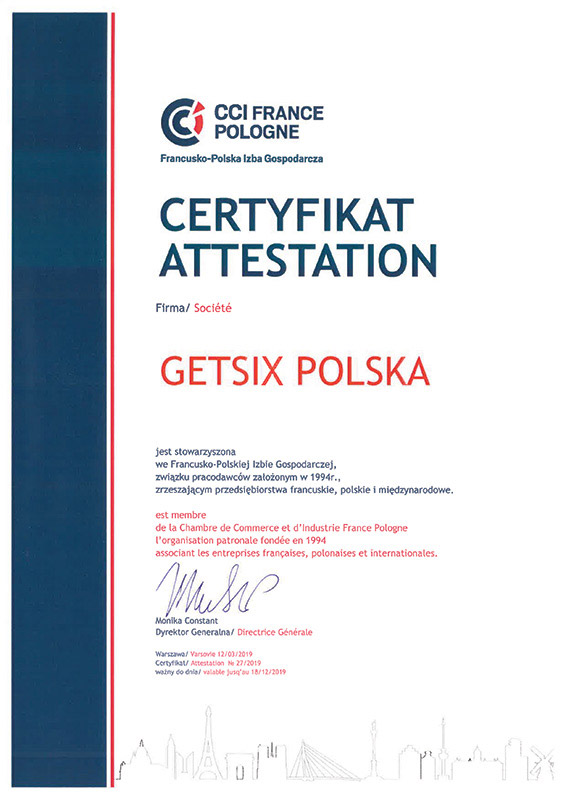 Zertifikat der Französisch-Polnische Handelskammer