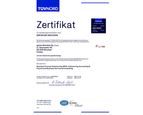 Zertifikat der ISO 9001