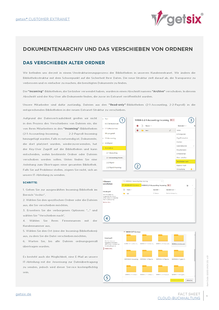 Factsheet Dokumentenarchiv und Verschiebung von Ordnern