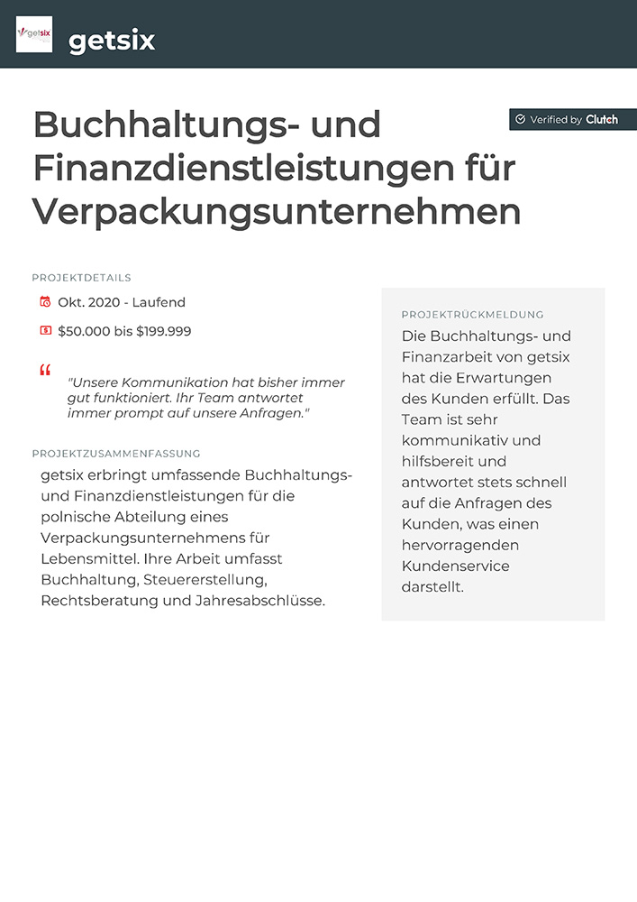 Buchhaltungs- und Finanzdienstleistungen für Verpackungsunternehmen