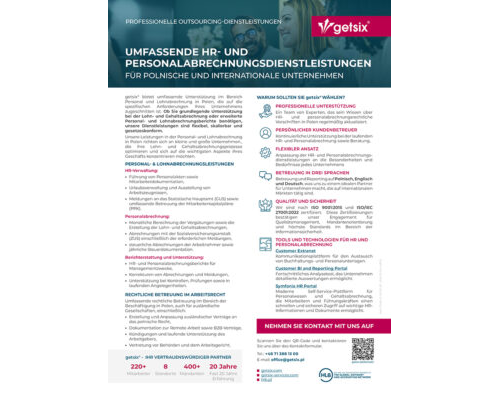 Umfassende HR- und Personalabrechnungsdienstleistungen - One Pager