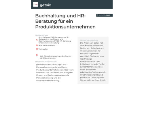 Buchhaltung und HR-Beratung für ein Produktionsunternehmen